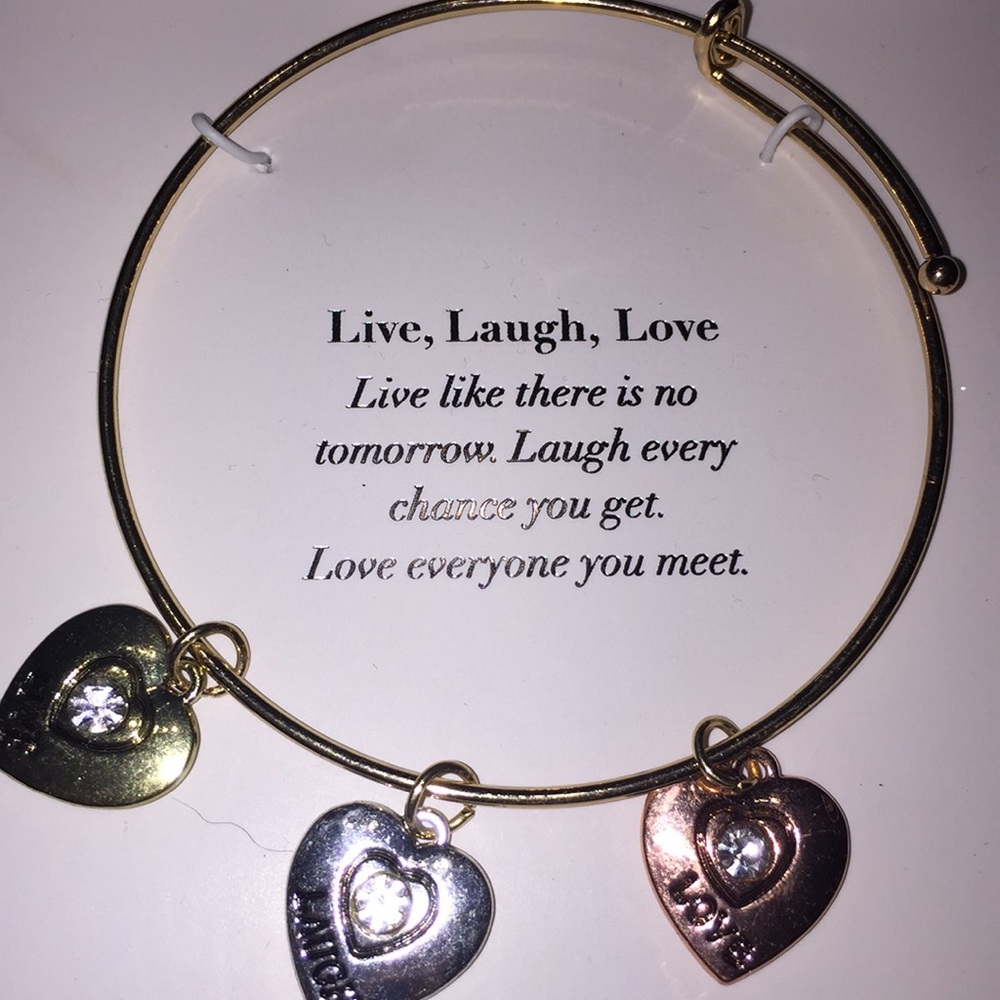 🛑 SOLDLive Laugh Love charm bangle bracelet BNWT